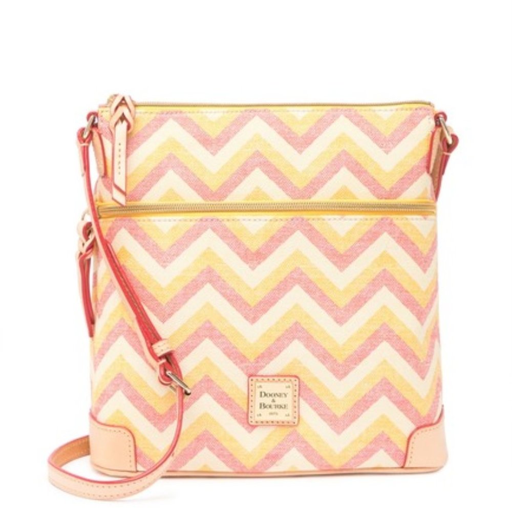 NWT Dooney & Bourke Yellow Chevron Crossbody Purse